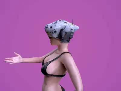 Si-Fi futuristic Helmet game ready pbr Low-poly 3D model