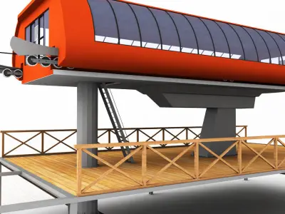 Ski lift station 3D model