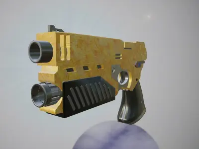 Space Pistol Yellow Low-poly 3D model