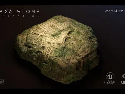Mayan Stone 01 PBR 4K Low-poly 3D model