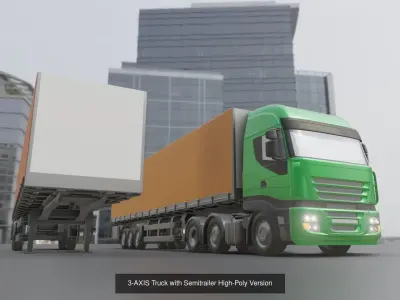 3-AXIS Truck with Semitrailer Low and High-Poly Package purchase