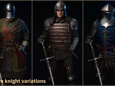 Knight Armor Collection - Metahuman and Customization System Low-poly 3D model