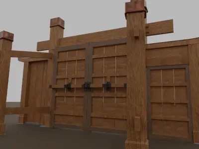 10 types of Japanese traditional style gates and fences 3D model
