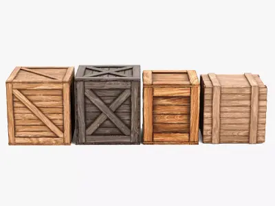 Wooden Crates Set V2 - Clean Transport and Storage Boxes 3D model