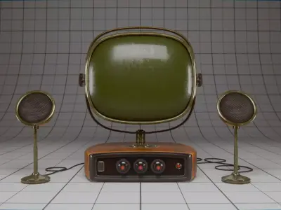 Vintage-looking stylized TV set High-Poly 3D model