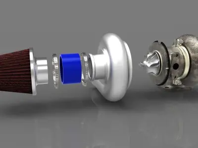 Turbocharger with air filter 3D model