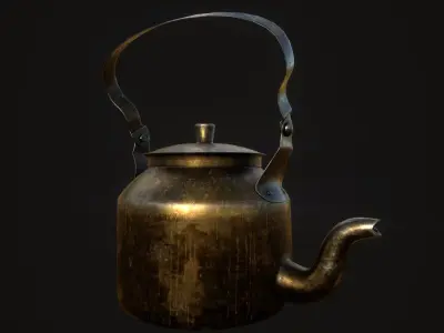 Old Brass Kettle Low-poly 3D model