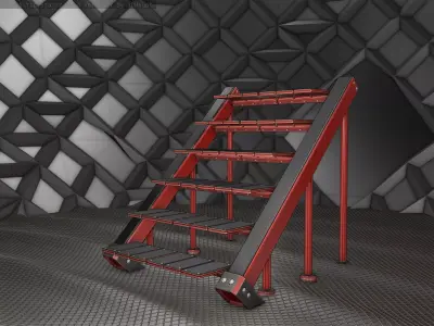 Sci-Fi Stairs - 16- Red Version Low-poly 3D model