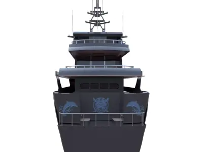 Luxury Black Yacht Pirate High Quality PBR All Quads Low-poly 3D model