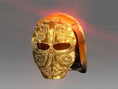 Golden Mask Helmet Low-poly 3D model