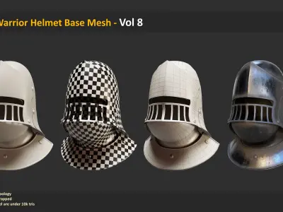 30 Warrior Helmet Base Mesh - Vol 8 Low-poly 3D model