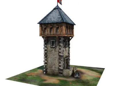 Medieval Building 06 Defence Tower Low-poly 3D model