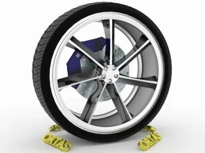 ORTAS CAR WHEEL RIM 134 GAME READY WHEEL RIM TIRE 3D model