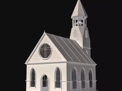 Mediavel church LOW POLY Free low-poly 3D model