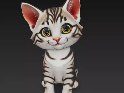 Optimized Low-Poly Kitten 3D Model UE5- Unity Real-Time Ready Low-poly 3D model shop