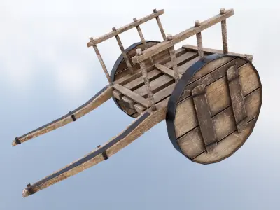 Wagon Wooden Cart Low-poly 3D model purchase