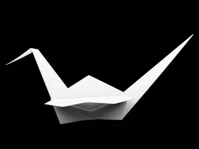 Folded Paper Origami Swan - Crane 3D model
