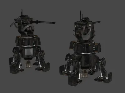 Sci Fi Turret Machine Gun Low-poly 3D model