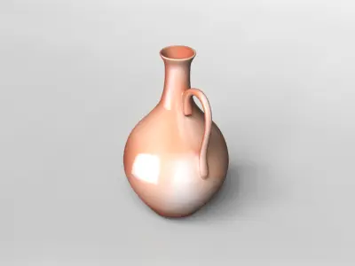 Elegant Terracotta Pitcher 3D Model 3D model