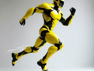 Yellow Muscle Suit 3D Model LowPoly Black Armor Sci-Fi Design Low-poly 3D model
