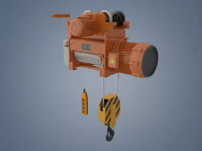 Electric crane hoist 3D model Low-poly 3D model