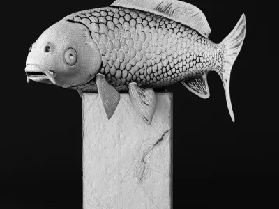 koi fish sculpture 3D model