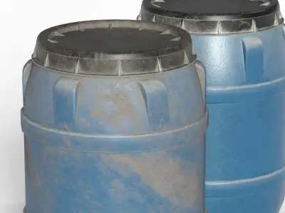 Lowpoly Plastic Barrels Low-poly 3D model