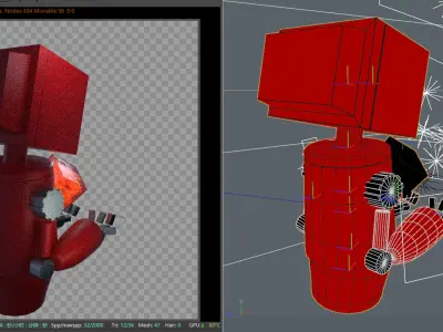 Cartoon Robot scifi machine android Core cube future power 3D model
