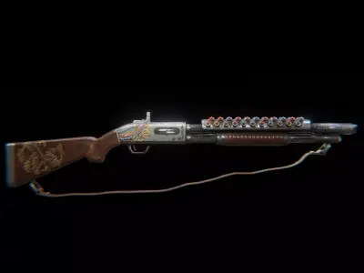 Rail Shotgun Low-poly 3D model