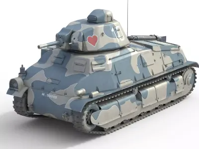 SOMUA S35 Cavalry tank  Low-poly 3D model