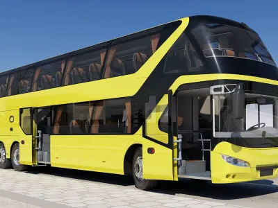 Double-Decker double decker bus on road 3D model