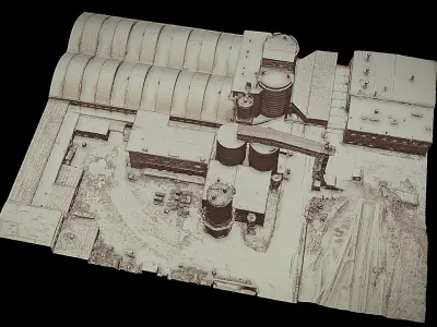 cement plant facility terrain drone scan 3D model