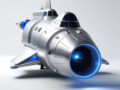Sleek Silver Spaceship Thruster 3D model