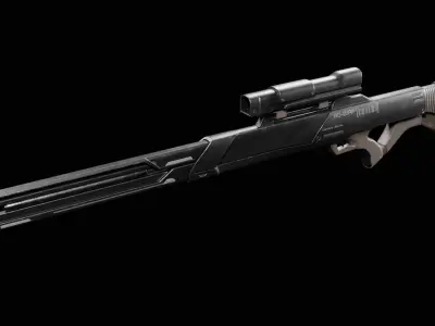 Simple sci fi sniper gun or rail gun Low-poly 3D model