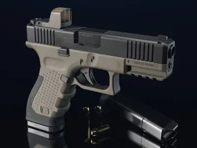 Glock Pistol Gun low poly game ready  Low-poly 3D model