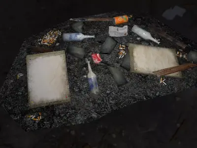 Garbage pile of papers on rock Low-poly 3D model