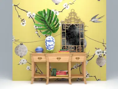 BAMBOO CONSOLE TABLE 3D model