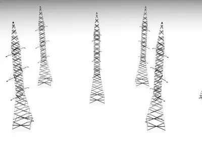 Powerline of Electric Transmission Towers 3D model