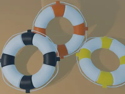 Lifebuoy 3D model set of life preservers Free 3D model