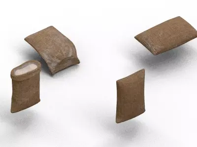 4 Flour Sacks Low-poly 3D model