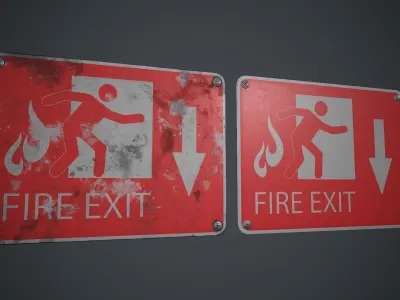 Plastic Exit Sign 4 PBR Game Ready Low-poly 3D model