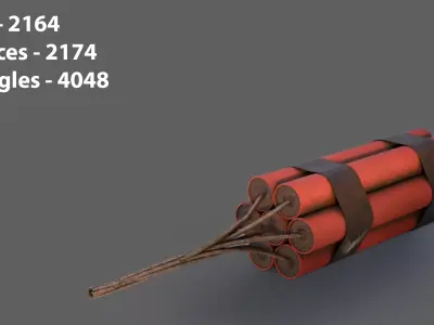 Dynamite Explosive Bundle Low Poly Game-Ready 3D Model Low-poly 3D model