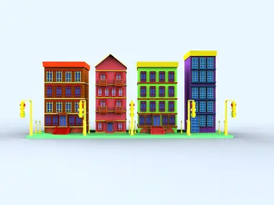 Colorfull cartoon building Free low-poly 3D model