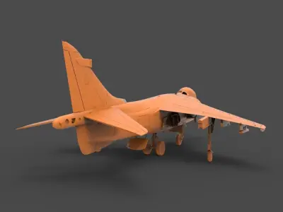 AV-8B orange fighter jet 3D print model
