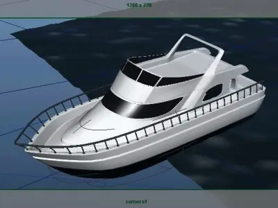 Boat with Ocean  Low-poly 3D model