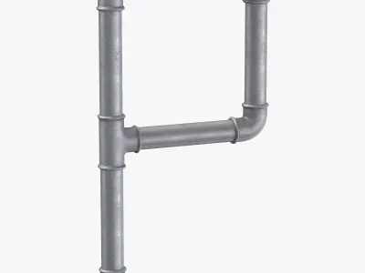 Galvanized Steel Pipe Letter P 3D model