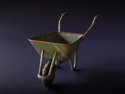 Old Wheelbarrow Low-poly 3D model