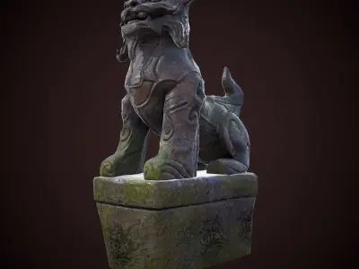 Tiger statue Low-poly 3D model