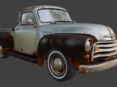 Vintage Rusty Pickup Truck 3D Model 3D model 34
