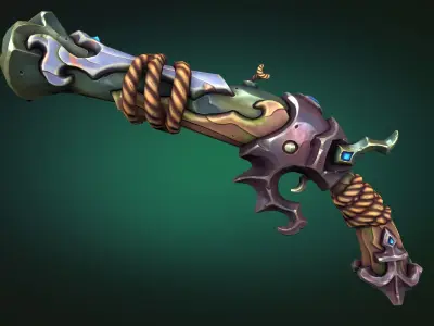 Coastal pistol Low-poly 3D model